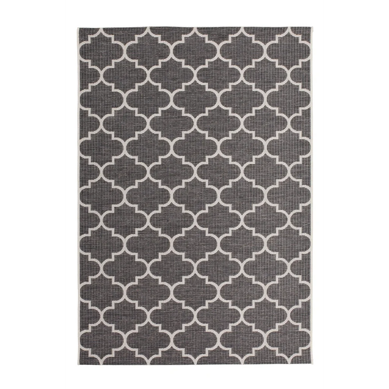 Tapis rectangulaire gris à motif marocain tissé – 80x230 cm