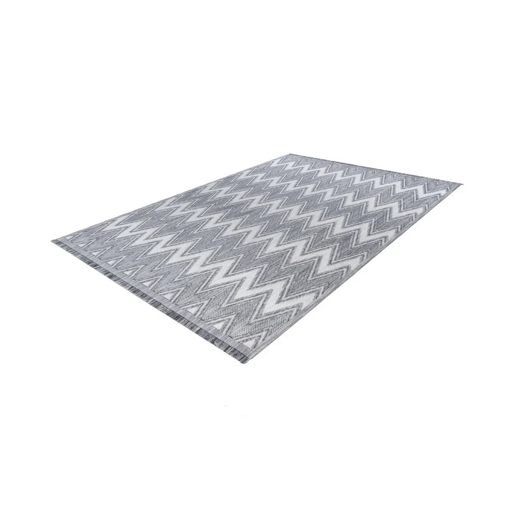 Tapis rectangulaire gris et blanc à motif chevron pour Sarai 200 Grau / Weiß 120x170cm