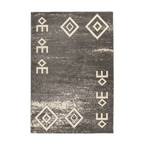 Tapis rectangulaire gris motifs ethniques en velours charbon distressed 80x150 cm
