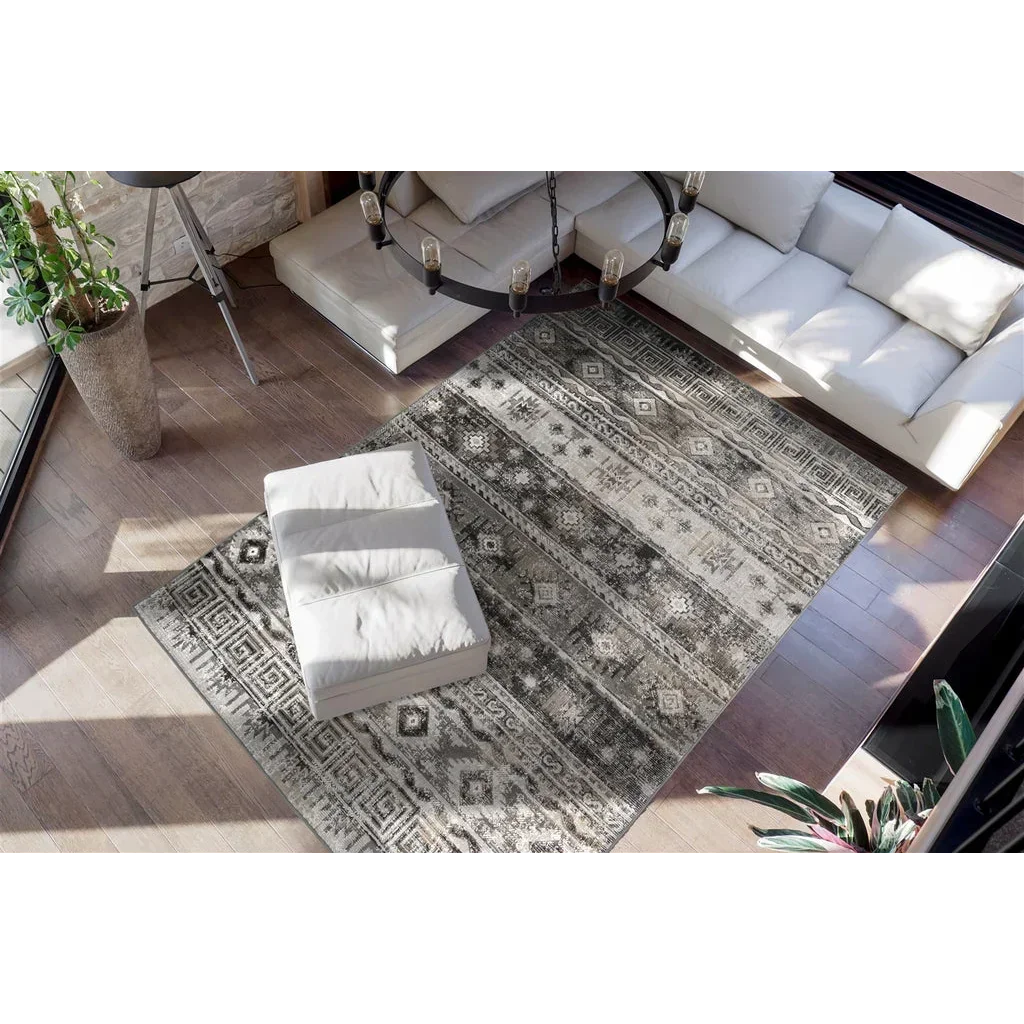 Tapis rectangulaire à motif en gris et blanc pour le produit Ariya 300 Grau 120cm x 170cm