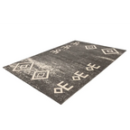 Tapis rectangulaire gris motifs ethniques 80x150 cm avec motifs de diamants et E stylisés