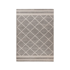 Tapis rectangulaire gris avec motif losange blanc et bordures rayées Rhombus 200