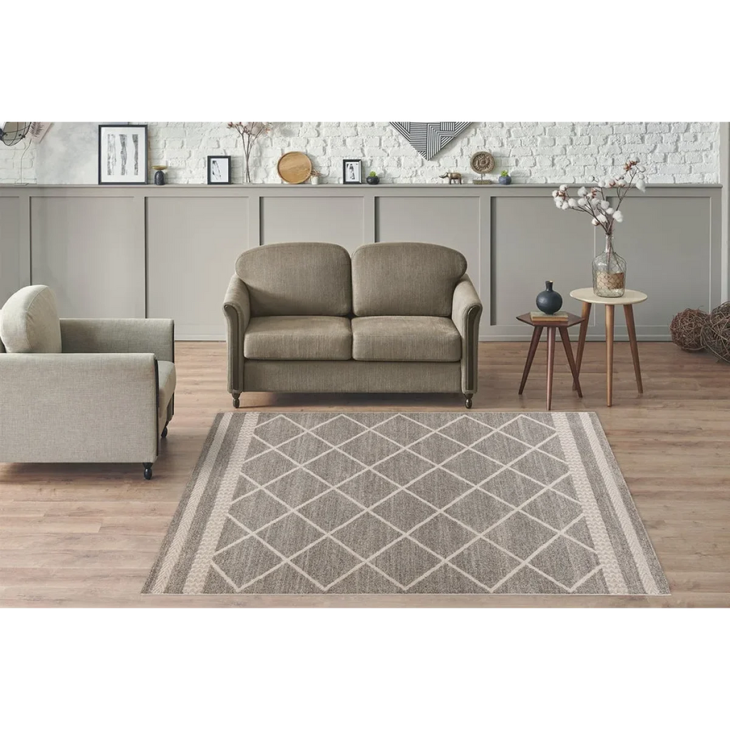 Canapé taupe clair Rhombus 200 Braun / Beige 120x170cm avec bras évasés et coussins
