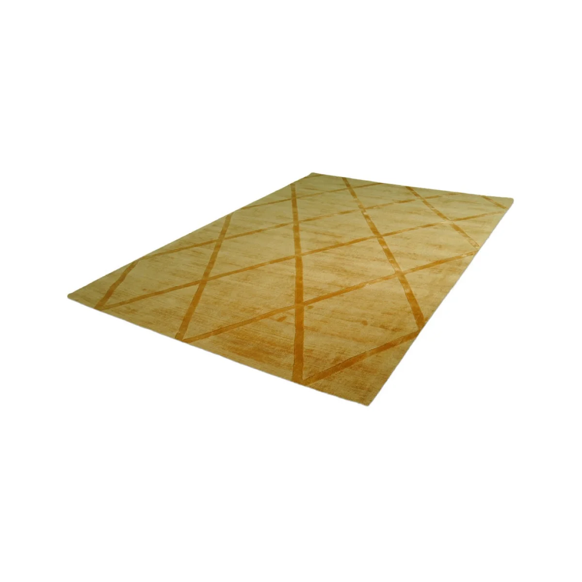 Tapis rectangulaire jaune doré avec motifs losanges en relief 160x230 cm