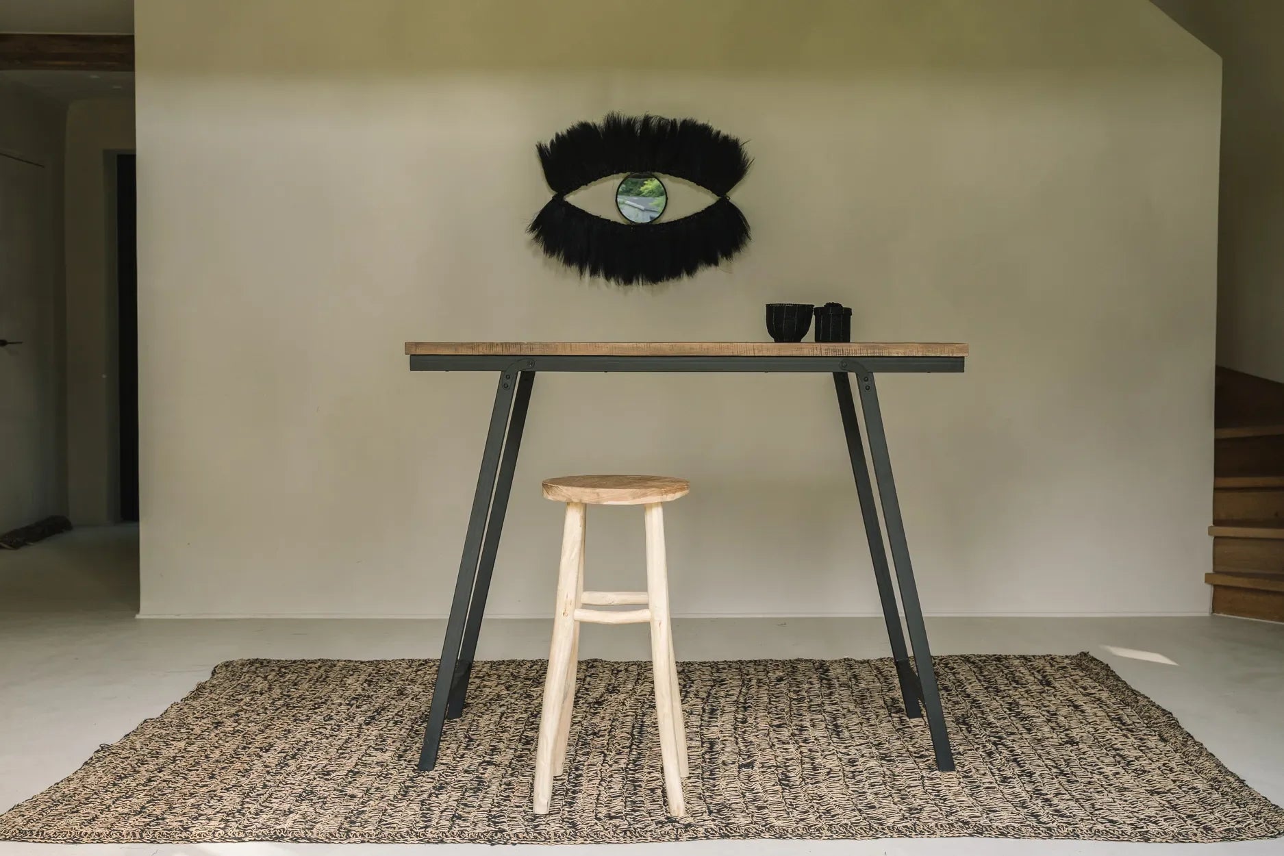Tapis rectangulaire en jonc de mer naturel noir 200x300 cm