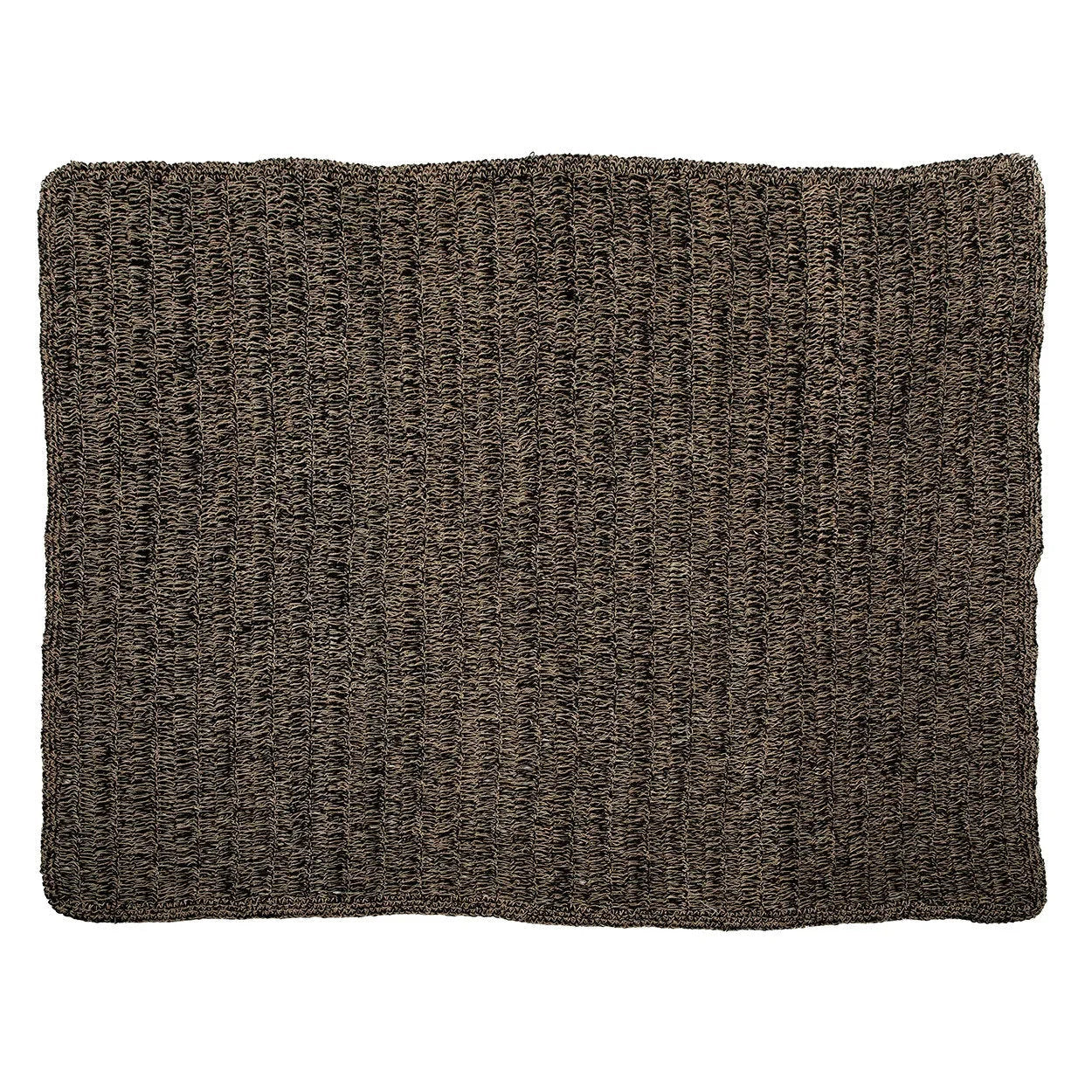 Tapis rectangulaire en jonc de mer naturel noir 200x300 cm avec texture tissée dense