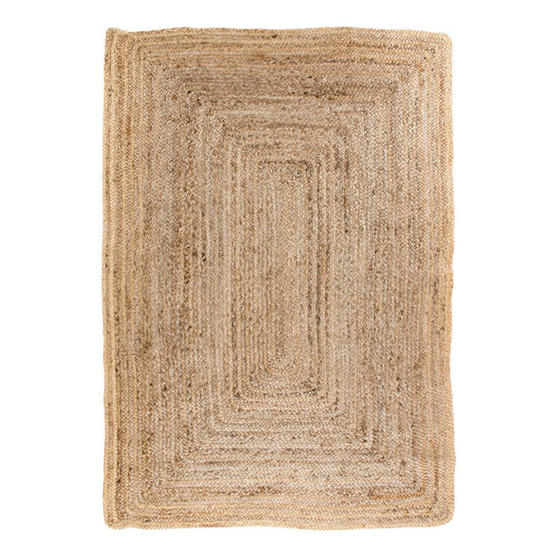 Tapis rectangulaire en jute tressée beige à motifs rayés – 180x240 cm