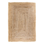 Tapis rectangulaire en jute beige à motifs rayés avec borders concentriques taille 180x240 cm