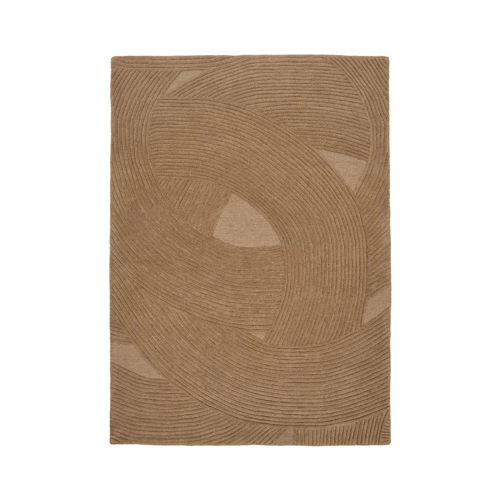 Tapis rectangulaire en laine camel à motifs en relief 160x230 cm
