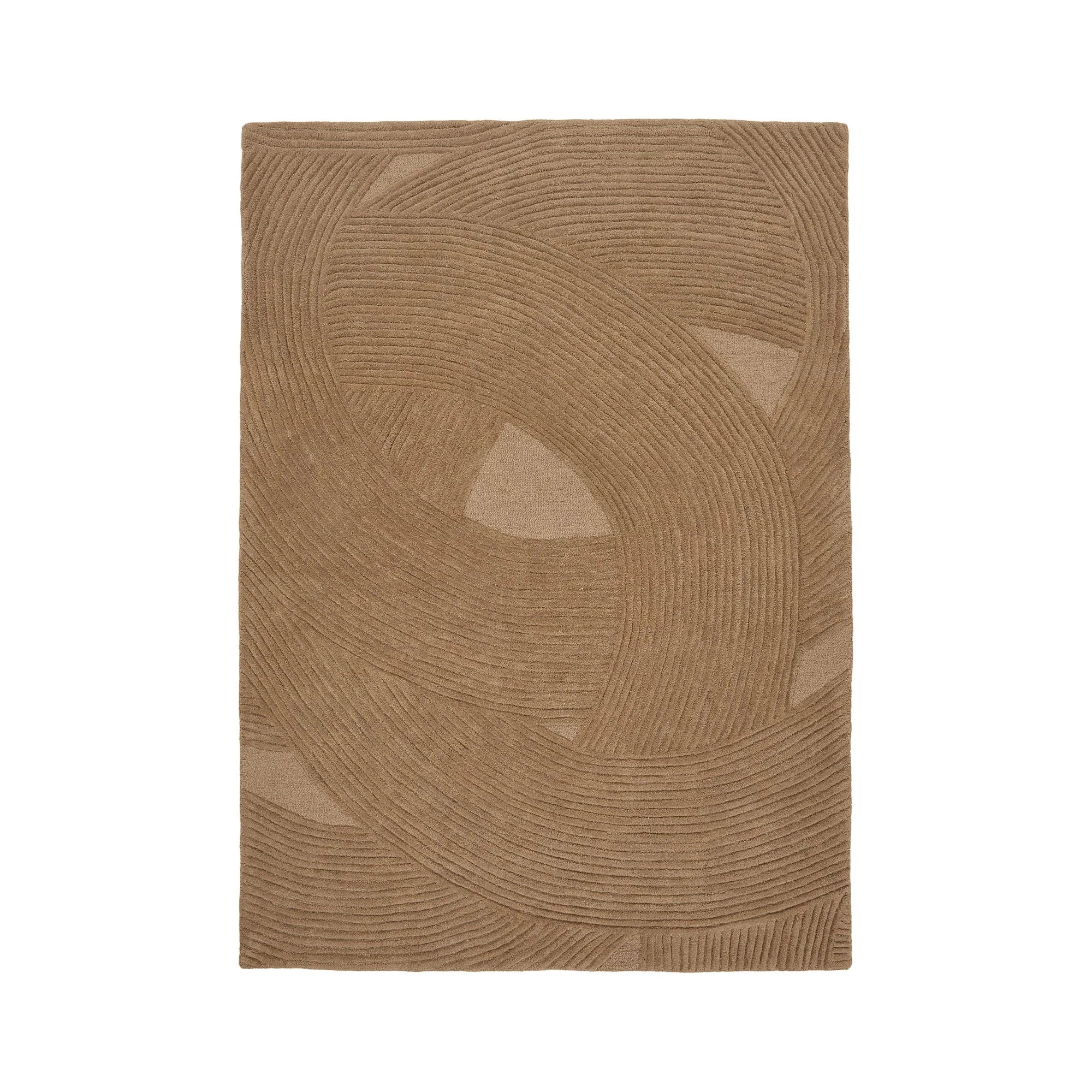 Tapis rectangulaire en laine camel à motifs en relief 160x230 cm