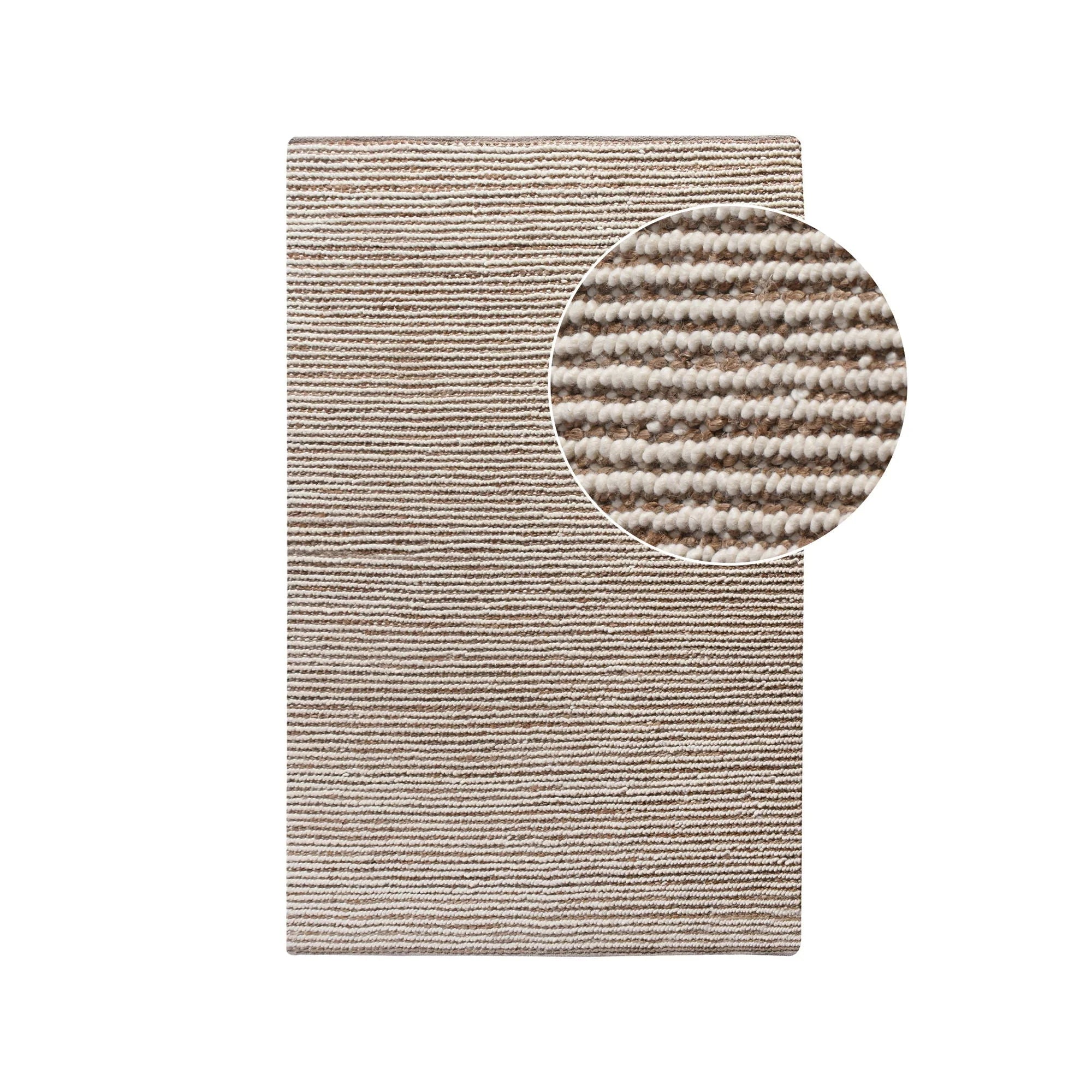 Tapis rectangulaire en laine et jute rayé beige et ivoire 160x230 cm