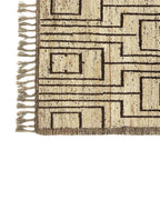 Tapis rectangulaire en laine beige et marron motifs géométriques 310x204 cm