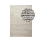 Tapis rectangulaire en laine naturelle bouclée avec texture gris clair pour salon