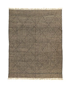 Tapis rectangulaire en laine naturelle motif losange beige et noir 384x297 cm