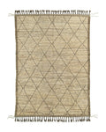 Tapis rectangulaire en laine beige motif losanges 302x211 cm