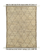 Tapis rectangulaire en laine beige motif losanges 302x211 cm