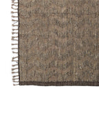 Tapis rectangulaire en laine naturelle taupe texturé avec franges, 362x262 cm