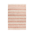 Tapis rectangulaire en laine rose, crème et gris avec bandes et motifs géométriques