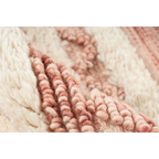 Tapis rectangulaire en laine rose et crème avec motifs géométriques et bouclettes texturées