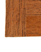 Tapis rectangulaire laine rouille motifs géométriques tissé brun chaud 398x216 cm