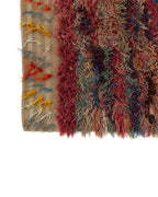 Tapis rectangulaire en laine tissé main rouge bordeaux multicolore 216x140 cm