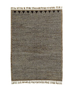 Tapis rectangulaire en laine tissée main gris texturé 310x212 cm