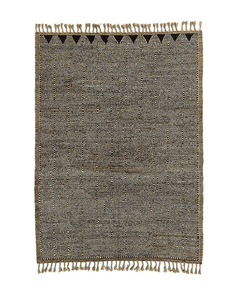 Tapis rectangulaire en laine tissée main gris texturé 310x212 cm