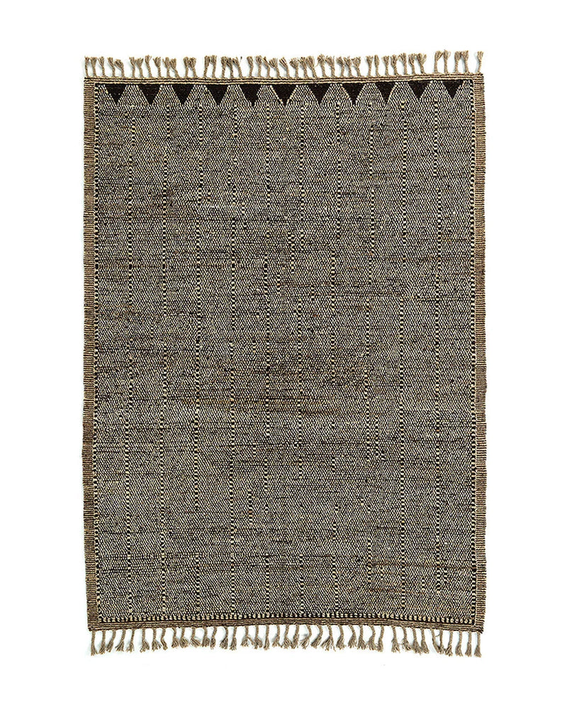 Tapis rectangulaire en laine tissé main tons naturels et noir – 310x212 cm