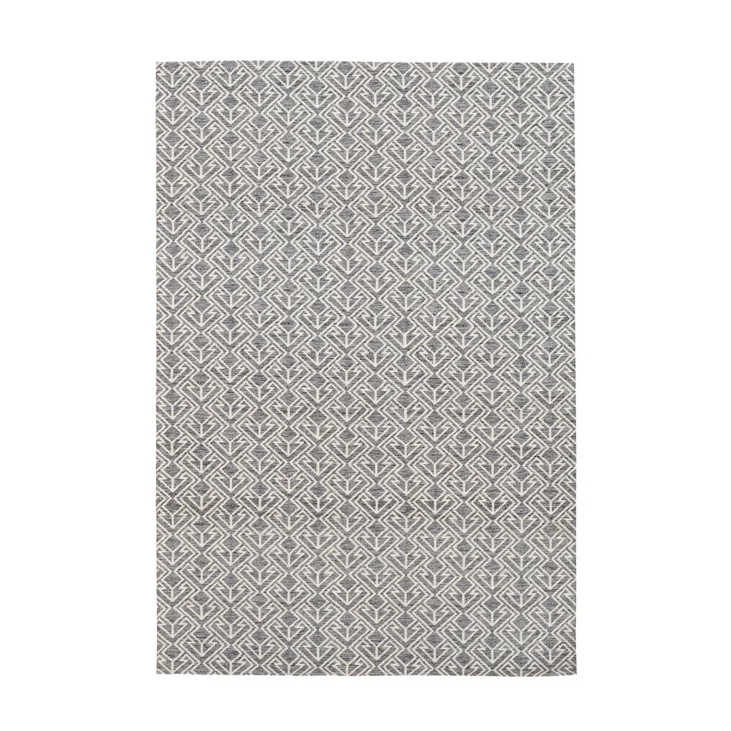 Tapis rectangulaire motif chevrons gris et crème 80x150 cm intérieur extérieur