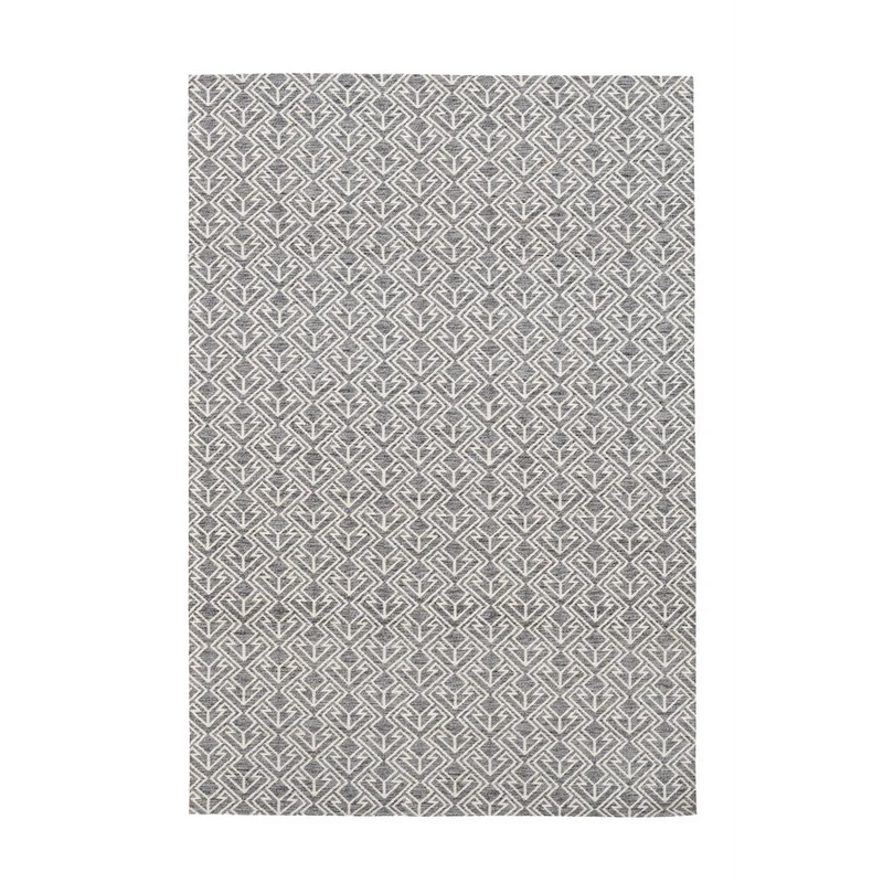 Tapis rectangulaire motif chevrons gris et crème intérieur extérieur