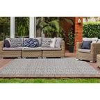 Tapis rectangulaire motif chevrons gris et crème pour intérieur et extérieur