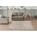 Tapis rectangulaire motif zébré beige et blanc en fibres tissées 80x150 cm