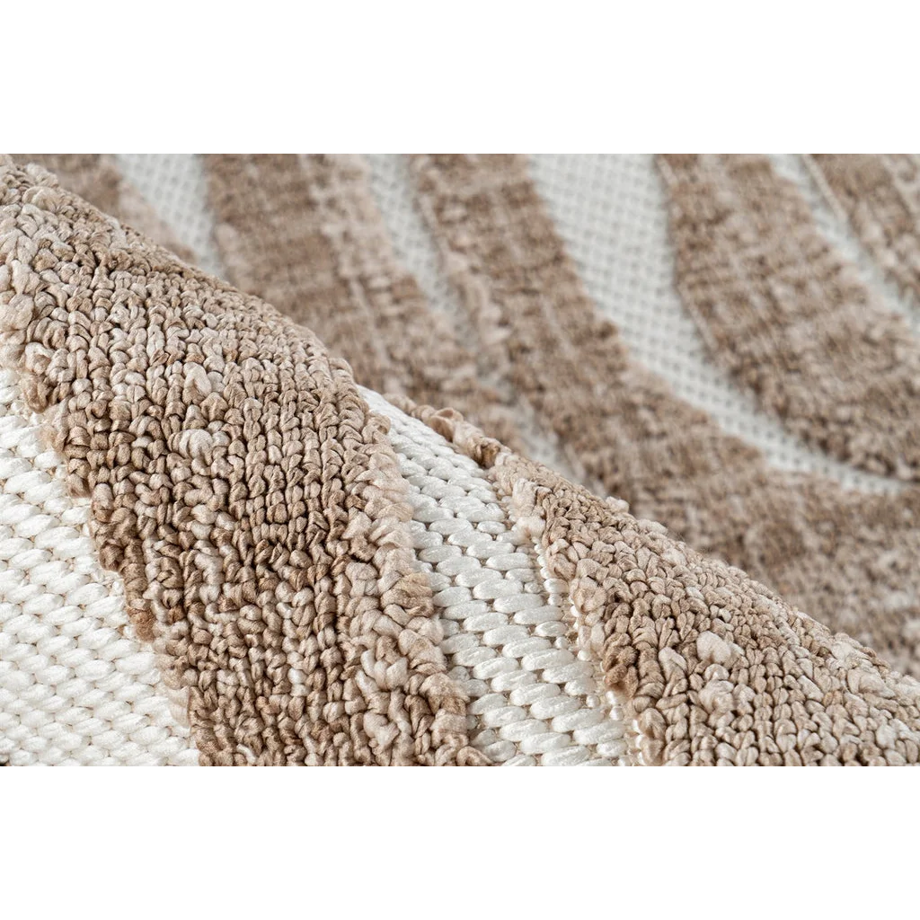Tapis rectangulaire beige et blanc avec motif zébré en fibres tissées 80x150 cm