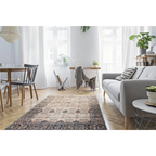 Tapis rectangulaire motifs orientaux beige et bleu 200x290 cm en polyester