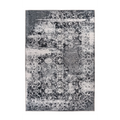 Tapis rectangulaire motifs persans vieilli gris noir 200x290 cm, motif distressed