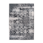 Tapis rectangulaire motifs persans vieilli gris noir 200x290 cm, motif distressed