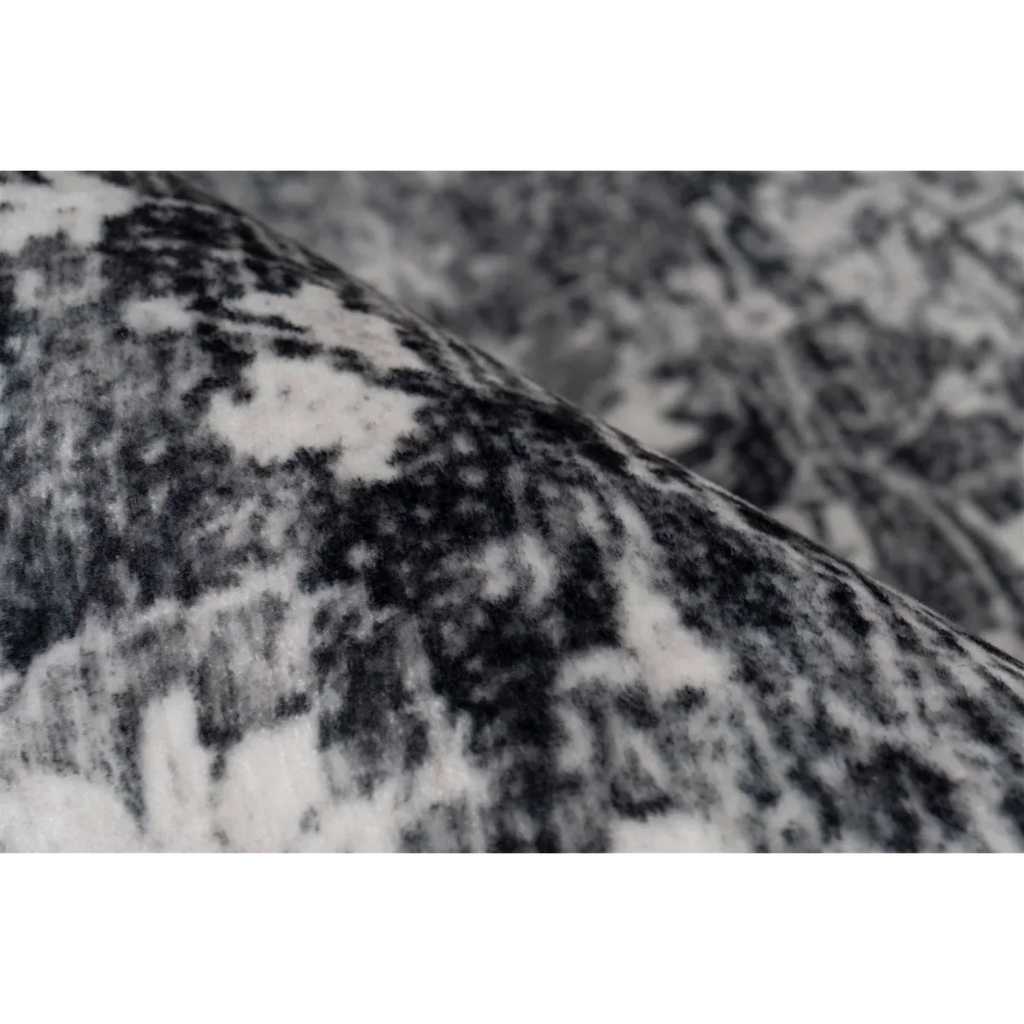 Tapis rectangulaire motifs persans effet vieilli gris noir 200x290 cm