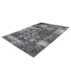 Tapis rectangulaire motifs persans effet vieilli gris noir 200x290 cm
