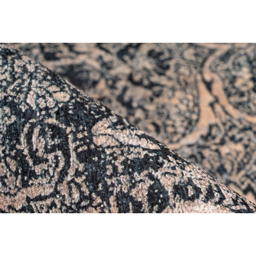 Tissu noir et beige à motif texturé pour le produit Faye 900 Multi Schwarz 230cm x 330cm