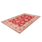 Tapis rectangulaire rouge à motifs floraux orientaux 110x180 cm avec design floral beige