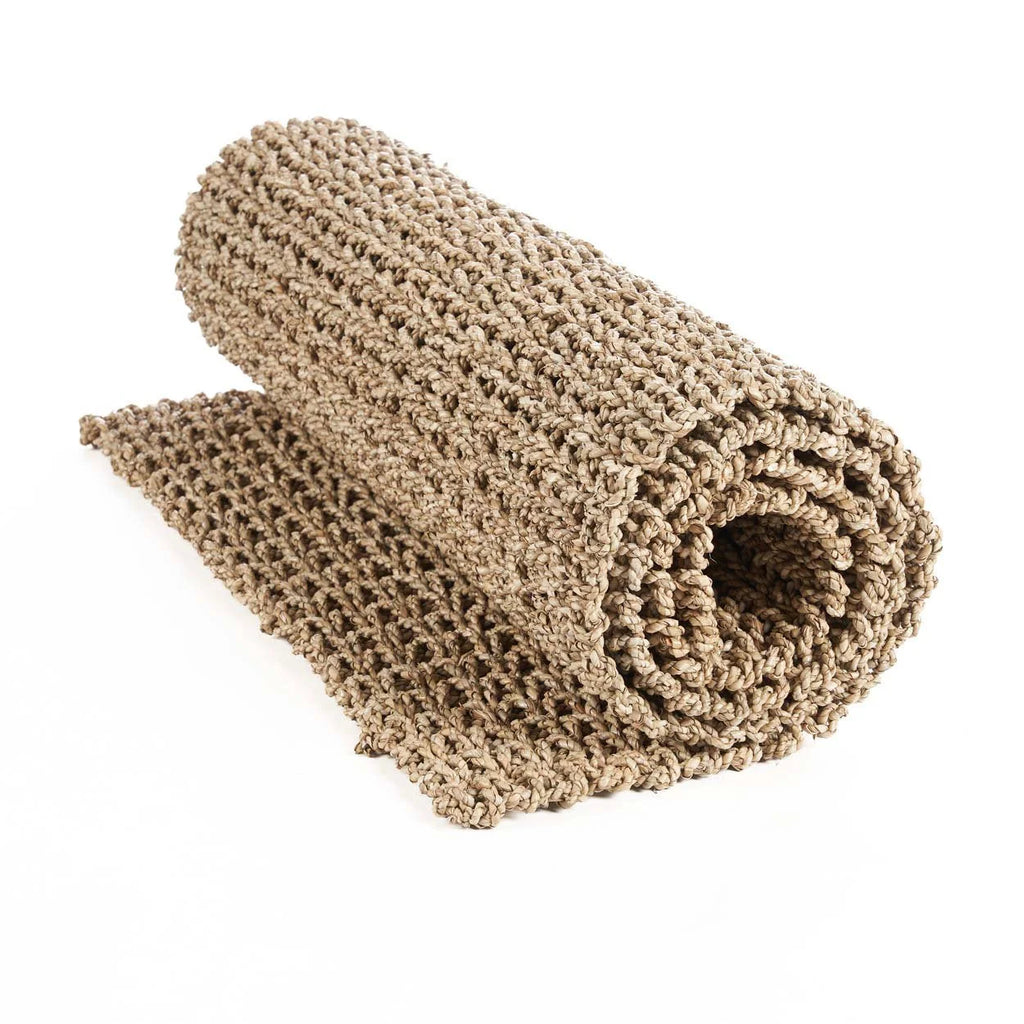 Tapis de bain en sisal tressé naturel beige texturé, 200x70 cm