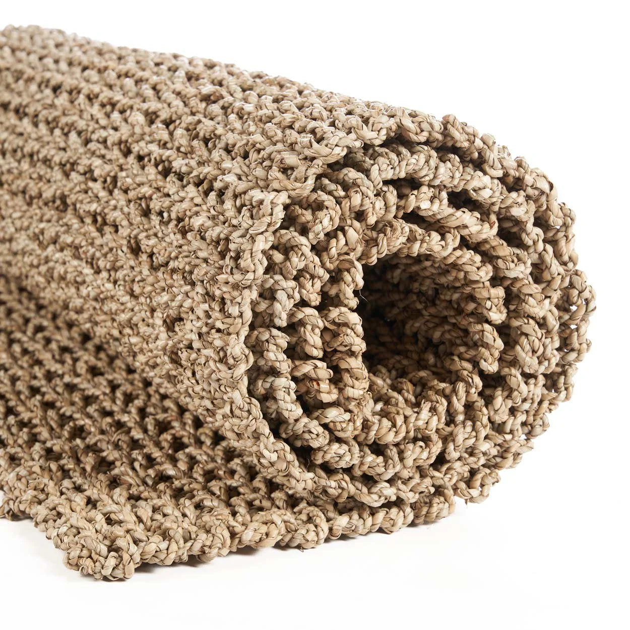 Tapis rectangulaire en sisal tressé naturel beige 200x70 cm