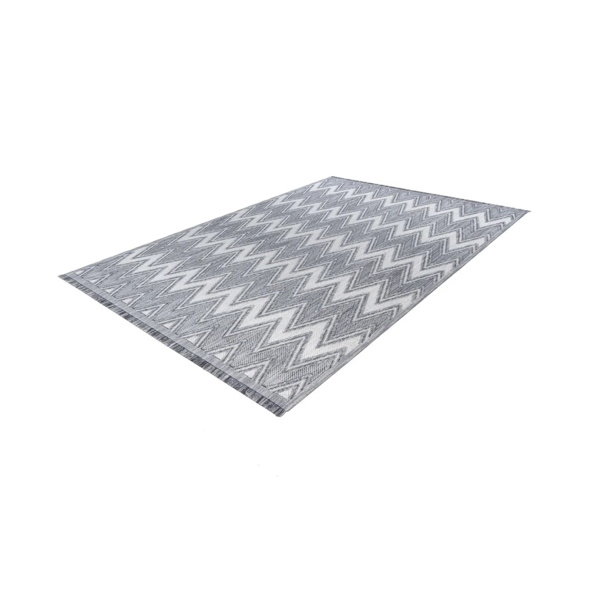 Tapis rectangulaire gris et blanc à motif chevrons, 160x230 cm