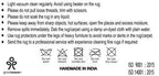 Instructions d’entretien pour le tapis rectangulaire tissé à la main en jute et laine