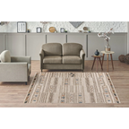 Tapis rectangulaire tissé multicolore en polyester doux avec motif rayé et géométrique