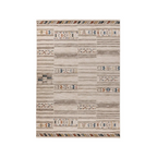 Tapis rectangulaire beige avec motifs graphiques ethniques, 120x170 cm