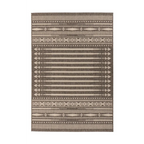 Tapis rectangulaire tissé plat brun motifs crème pour salon 80x150 cm