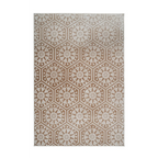 Tapis rectangulaire en velours taupe avec motifs mandala en relief et design hexagonal