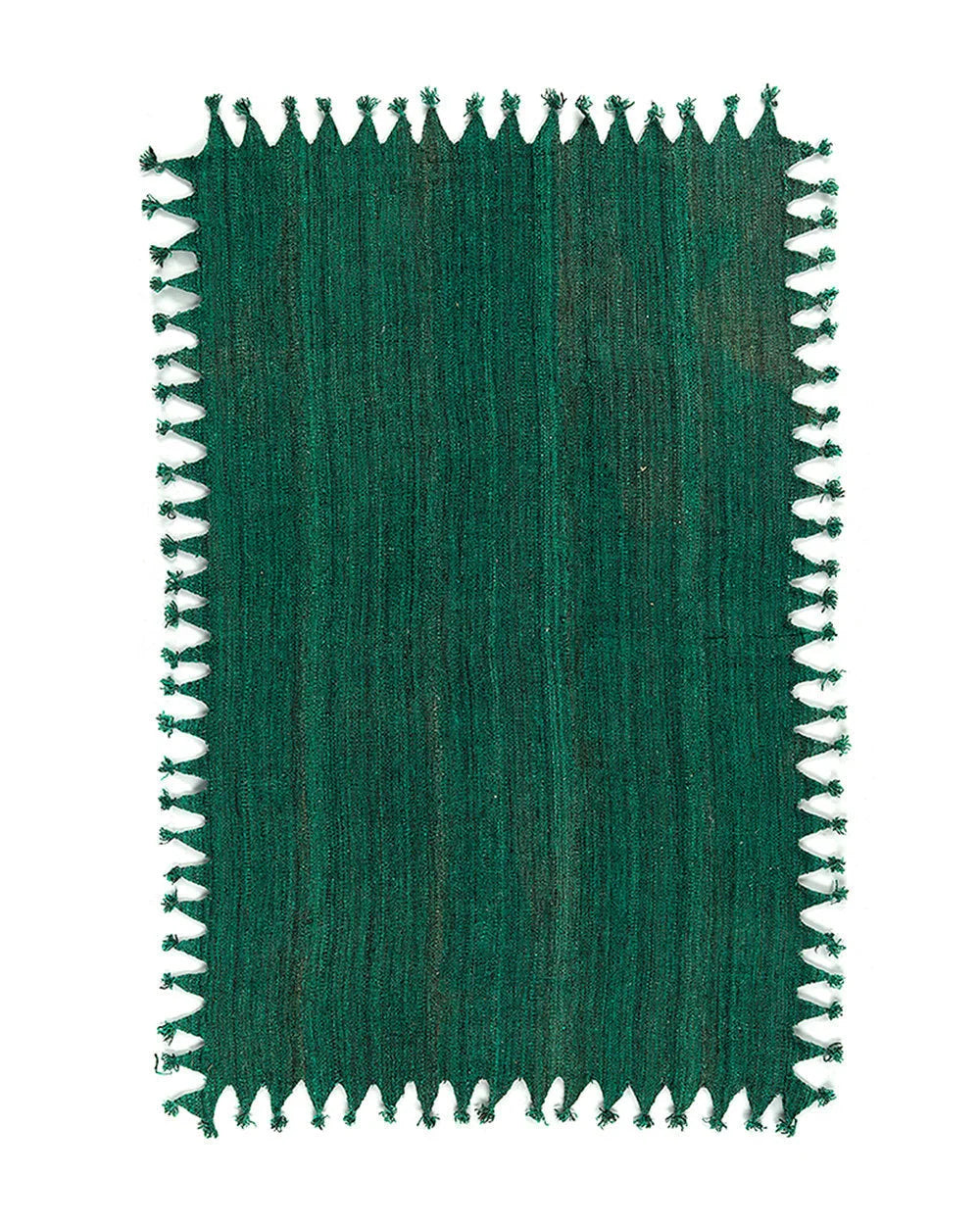 Tapis kilim vert émeraude en laine tissée main, 287x190 cm