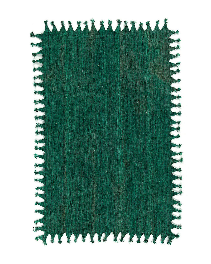 Tapis rectangulaire vert émeraude en laine tissée main – 287x190 cm